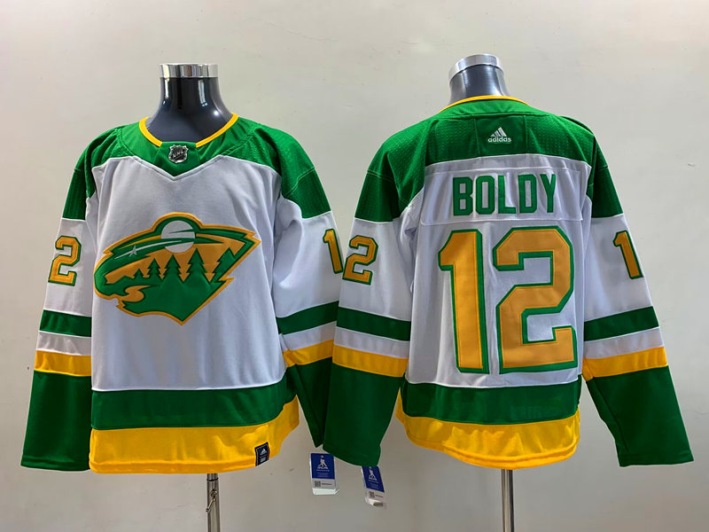 Men's Minnesota Wild Matthew Boldy #12 White Breakaway Jersey